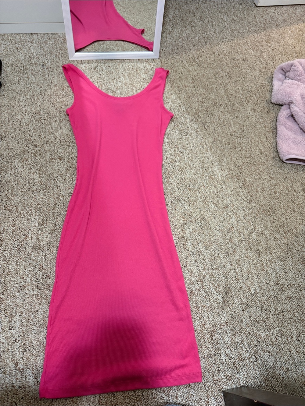 Ambiance Sleeveless Scoop Midi Dress in Hot Pink
